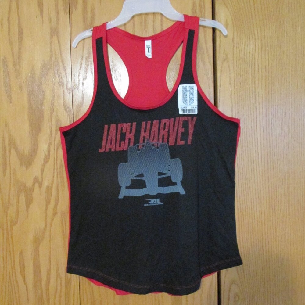 RLL WOMEN'S SIZE XL TANK TOP BLACK RED JACK HARVEY RACER BACK MUSCLE SHIRT NEW